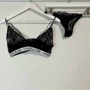 Yandy Women’s Casual Cool Lace Bralette Set Black Size Large NWOT FLAW